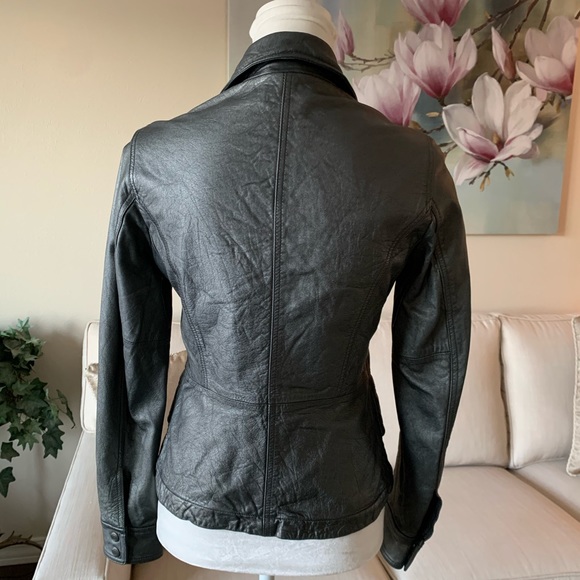 Vince Metallic Gray Genuine Leather Moto Jacket - Picture 8 of 8